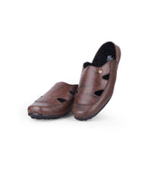 Men's leather brown half shoes 02096