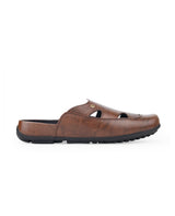 Men's leather brown half shoes 02096