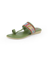 ladies fancy flat green chappals 02262