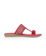 ladies fancy flat pink chappals 02263