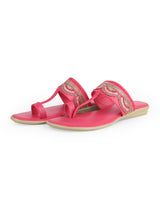 ladies fancy flat pink chappals 02263