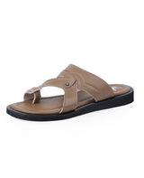 men's leather brown chappals 03033