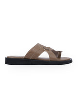 men's leather brown chappals 03033