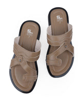 men's leather brown chappals 03033