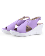 Ladies heel purple sandals 04466