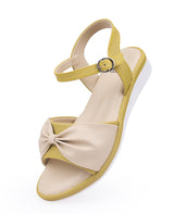 Ladies heel yellow sandals 04475