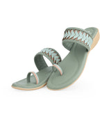 Ladies heel green slipon chappals 05366