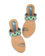 Ladies Flat green chappals 05569