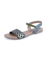 Ladies flat green sandals 05570