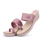 Ladies Heel Peach Chappals 05578