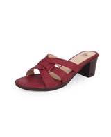 LADIES HEEL CHERRY RED CHAPPALS 05731