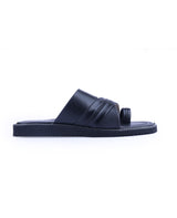men's leather black chappals 06233