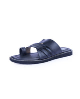 men's leather black chappals 06233