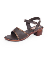 Ladies heel brown sandals 09075