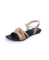 Ladies flat brown sandal 09629