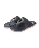 ladies fancy comfort black chappals 100372