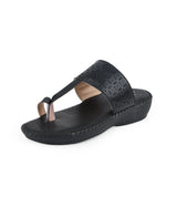 ladies heel comfort black chappals 100881