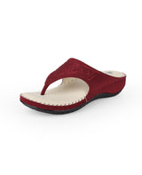ladies heel comfort red chappals 102578