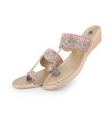 ladies heel partywear pink chappals 104826