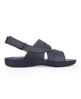 men's leather black sandals 105019