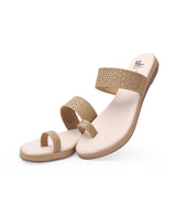 Ladies flat tan chappal 105849