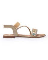 Ladies flat tan sandals 106835