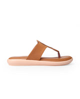 Ladies flat tan chappal 107240