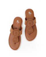 Ladies flat tan chappal 107240