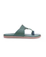 Ladies flat green chappals 107465