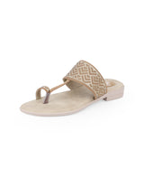 Ladies flat beige chappals 107468