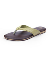 ladies flat green chappals 107547