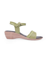 Ladies Heel green sandals 107549
