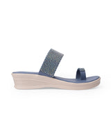 ladies fancy heel blue chappals 109524