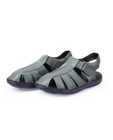 Men's leather comfort sandals green 117455