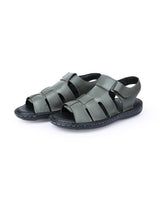 men's leather green sandals 117457