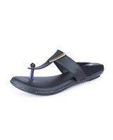 Ladies Flat black chappals 16272