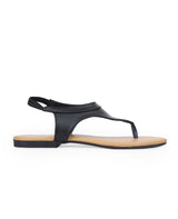 Ladies flat black sandals 17071