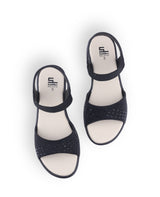 Ladies heel black sandals 18118