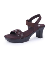 Ladies heel brown sandals 18267