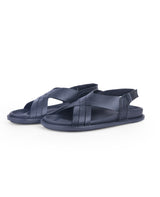 men's leather black sandals 18872