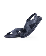 men's leather black sandals 18872