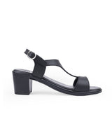 Ladies heel black sandals 19897