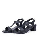 Ladies heel black sandals 19897
