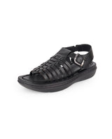 men's leather black sandals 203386