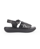 men's leather black sandals 203386