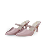 Ladies embellished pink mule heels 206626