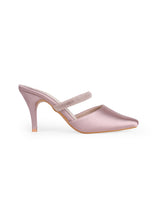 Ladies embellished pink mule heels 206626