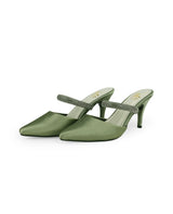 Ladies embellished green mule heels 206628