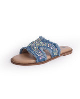 ladies fancy flat blue chappals 208711