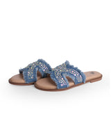 ladies fancy flat blue chappals 208711